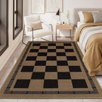 Checkered Jute 5x7 Area Rugs, Washable Outdoor Patio Rug Living Room Bedroom - Image 4