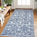 Vintage Floral 3x5 Rug, Light Blue White Entryway Rug Small Area Rug Washable by lansny