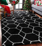 ONASAR Area Rugs for Bedroom Living Room, Fluffy 4x6 Black and White Rug by ONASAR