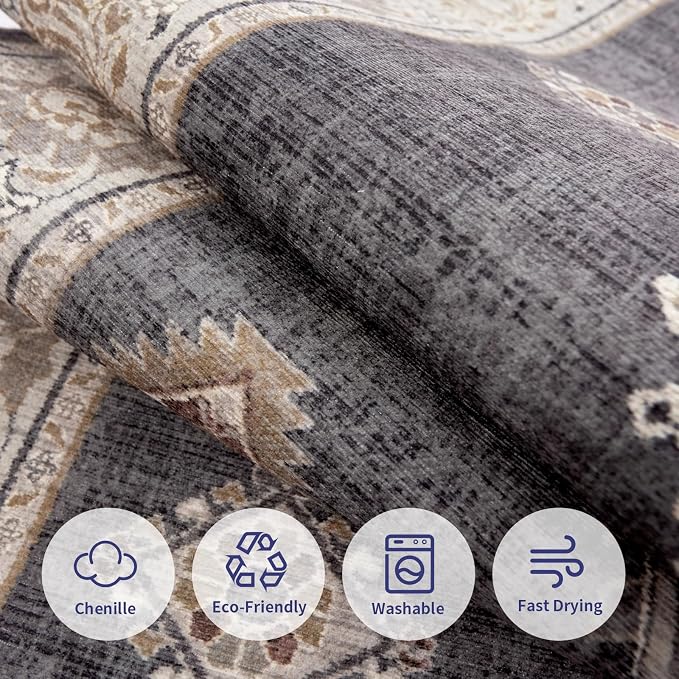 ILANGO Washable Area Rugs 5x7 for Living Room Vintage Area Rugs Non Slip Boho - Image 5