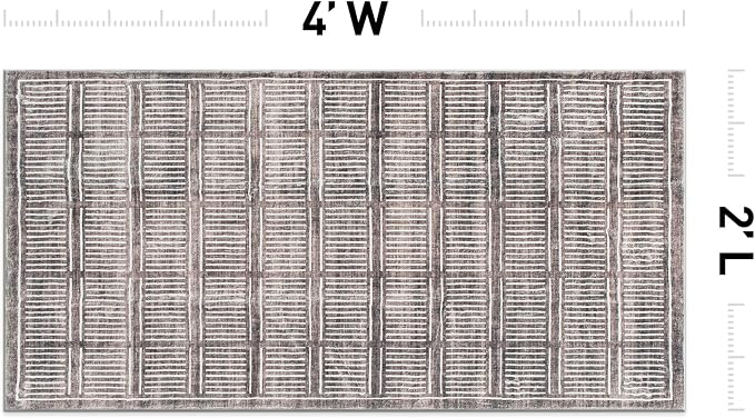 Rugshop Bohemian Stripe Lines Washable Non Slip Area Rug 2' x 4' Brown - Image 2
