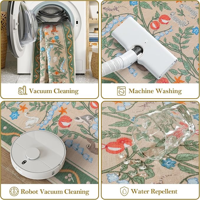 Collive Rug Runners for Hallway 2.6x8, Washable Jungle Animal Kitchen Runner - Image 4