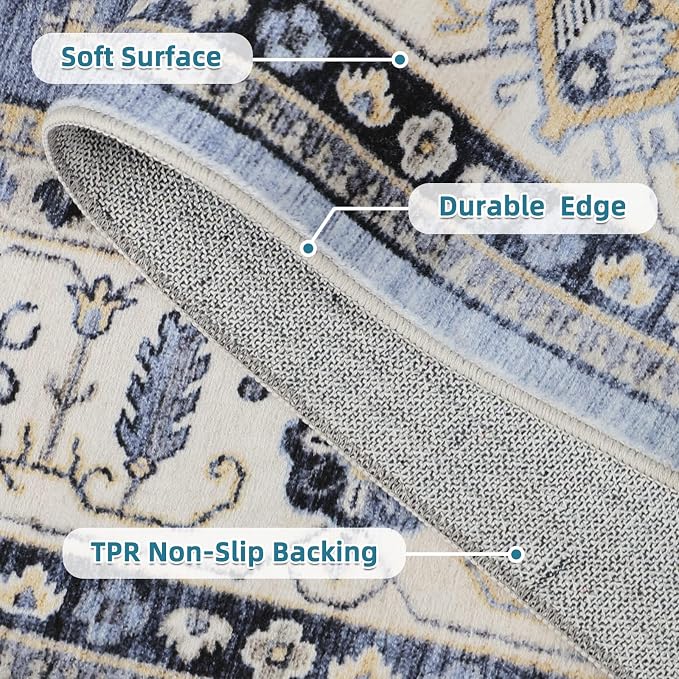 Dripex Washable Area Rug 6x9 Living Room Rug Stain & Water Resistant Foldable - Image 3