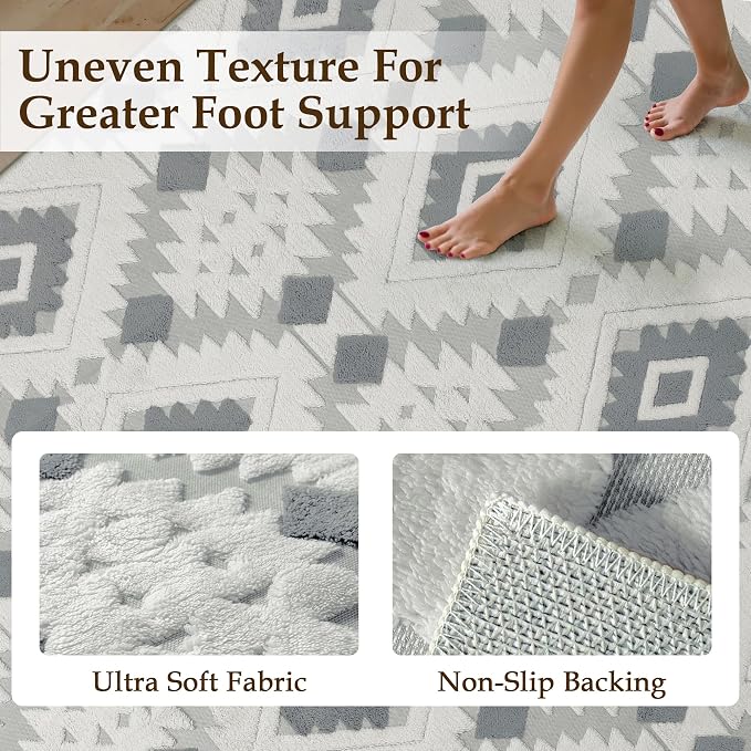 Ivory Grey 8x10 Area Rug Washable Living Room Moroccan Shag Carpet Non Slip - Image 2
