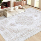 Area Rug 10x14 Living Room Rug, Machine Washable Vintage Distressed Medallion - Image 2