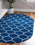 Rugs.com Lattice Frieze Collection Rug – 5' x 8' Oval Navy Blue Medium Rug by Rugscom