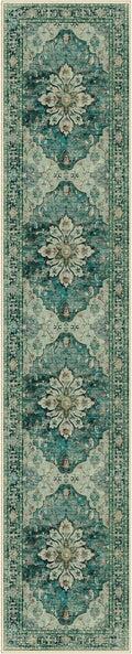 Area Rugs 2'6''x10' Washable Non-Slip, Floral Vintage Distress Print Pattern by RELEANY