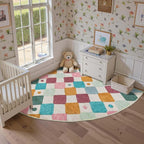 jinchan Macy Kids Rug for Nursery 6ft Radius Corner Washable Area Rug Modern by JINCHAN