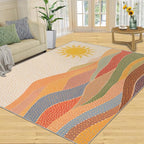 Boho Sun Area Rugs 3x5ft, Mosaic Sunburst Boys Rugs - Image 3