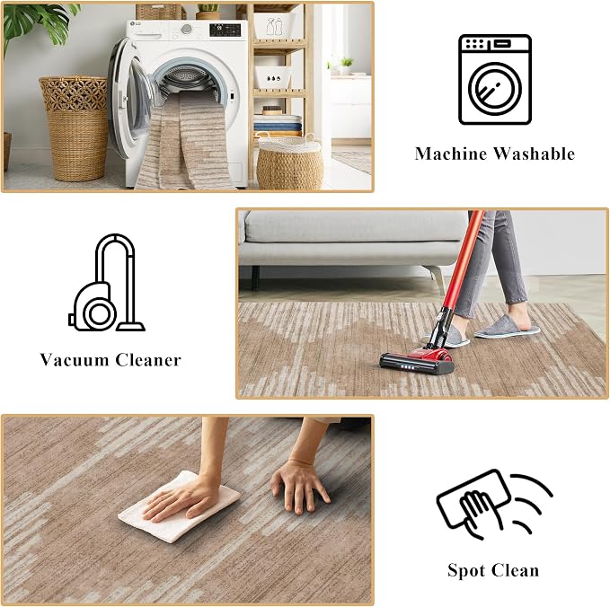 HelloTree Area Rug for Living Room 6x9 Washable Geometric Moroccan Rug Stripe - Image 7