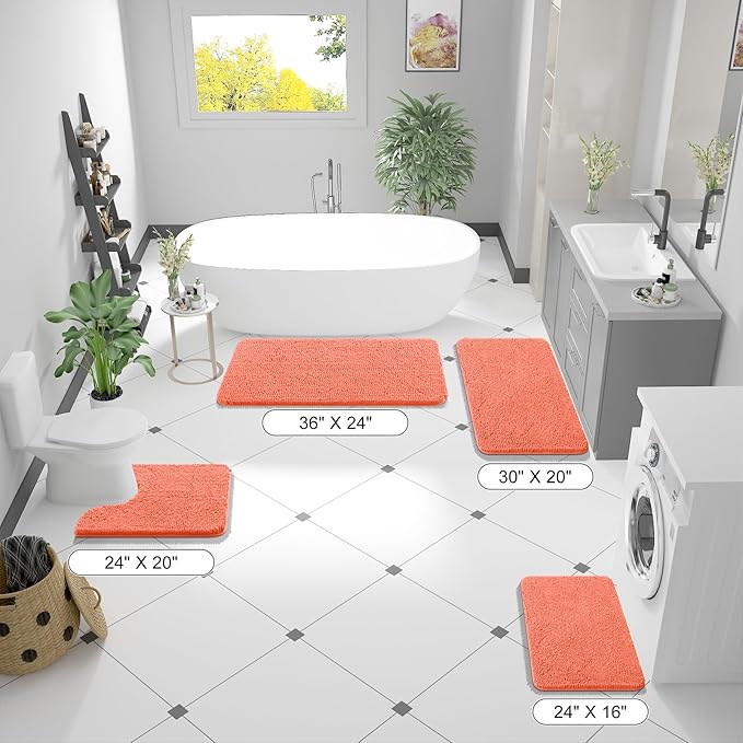 OLANLY Bathroom Rugs 70x24, Extra Soft Absorbent Chenille Bath Rugs, Rubber - Image 2