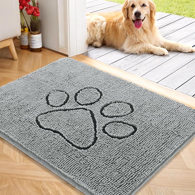 OLANLY Dog Door Mat for Muddy Paws 40x32, Paw Print Design, Absorbs Moisture by OLANLY