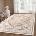 LIVEBOX 5x7 Area Rugs for Living Room, Washable Nursery Orange Boho Rug Soft - Image 8