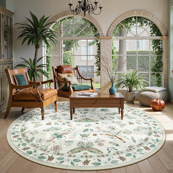 Lahome Insect Washable Round Area Rug, Soft Round Rugs 6ft Ultra-Thin Non-Slip - Image 2
