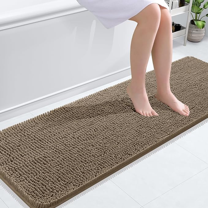 OLANLY Bathroom Rugs 59x20, Extra Soft Absorbent Chenille Bath Rugs, Rubber by OLANLY