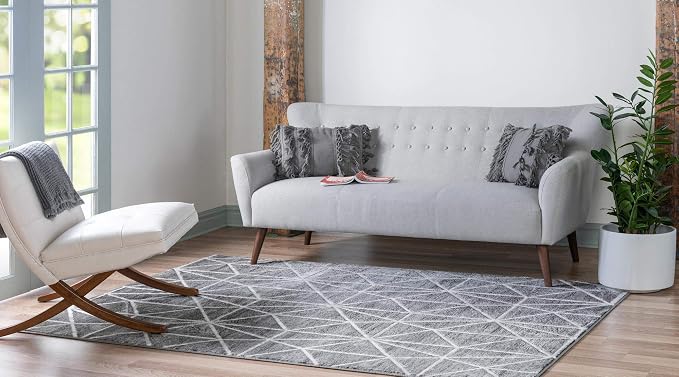 Rugs.com Lattice Trellis Collection Rug – 8' x 10' Gray Low-Pile Rug Perfect - Image 3