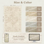 Distressed Beige Rugs for Living Room 6x9, Low Pile Thin Area Rugs for Bedroom - Image 2