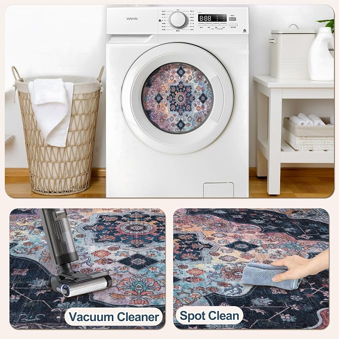 Tangsoo 3x5 Rug, Washable Vintage Rugs Indoor Area Rug, Non Slip Accent Rug - Image 2