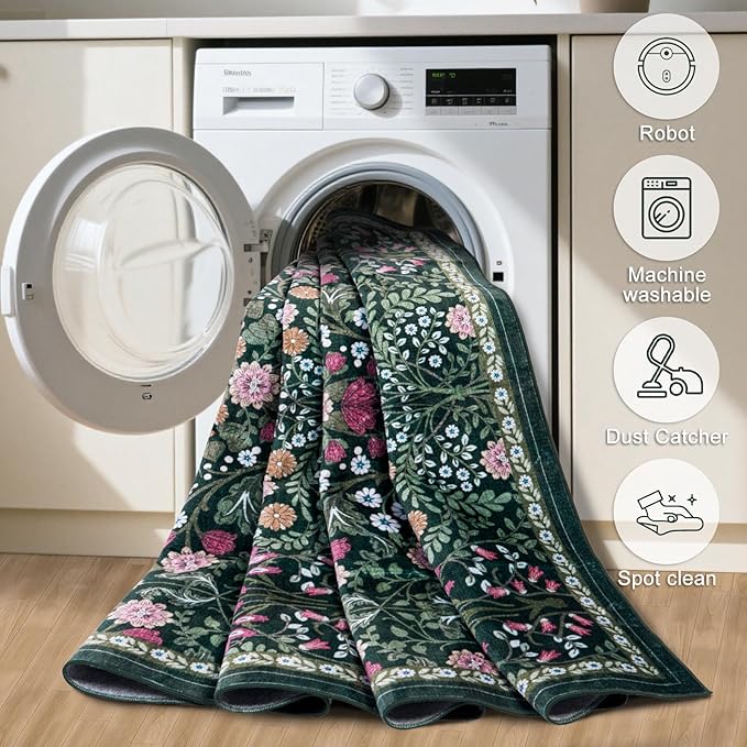 6x9 Area Rugs for Living Room: Floral Washable Rug Vintage Large Soft Boho - Image 6
