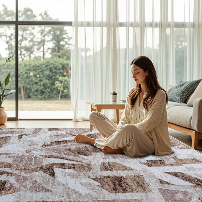 Modern Abstract 5X7 Area Rug for Living Room Bedroom Washable, - Image 8