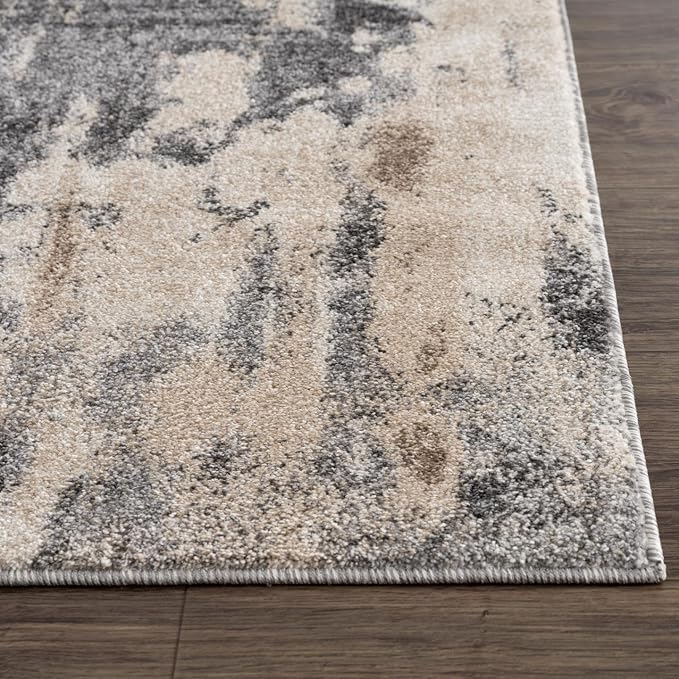 LUXE WEAVERS Euston Collection Gray-Gray 4x5 Modern Abstract Area Rug - Image 5