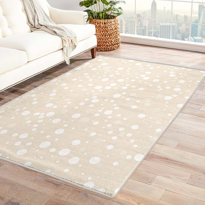 Beige Rug, 5x7 Rug, Bubble Print Rugs by Unknown