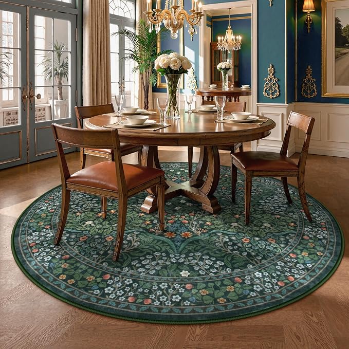 Lahome Floral Washable Round Area Rug, Soft Round Rugs 6ft Ultra-Thin Non-Slip - Image 2