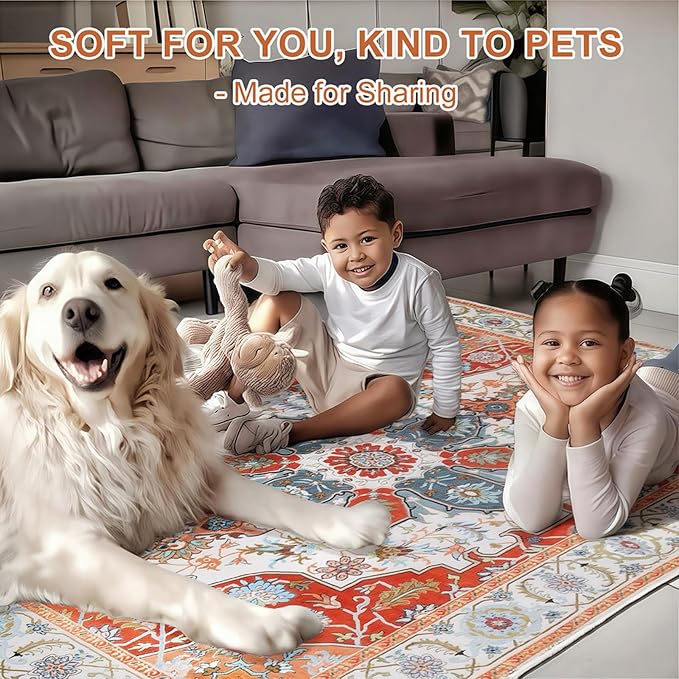 WILLSUN Washable Area Rugs, 3x5 Non-Slip Boho Large Area Rugs - Image 3