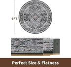 AMOAMI-6FT Round Rug-Rugs for Living Room-Vintage Soft Black Rugs for - Image 2