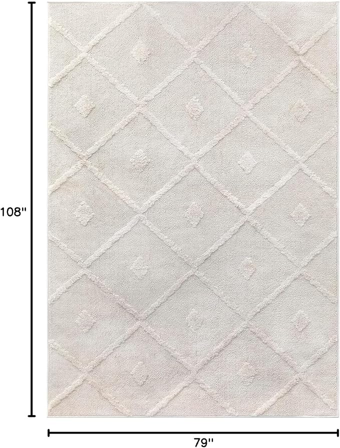 Antep Rugs Palafito 6x9 Geometric Shag Diamond High-Low Pile Textured Indoor - Image 2