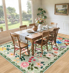 Area Rugs 9x12 Living Room: Floral Washable Rug Vintage Large Soft Boho - Image 4