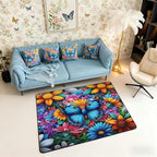 Colorful Butterfly 3x5 Area Rug Rainbow Flowers Rugs - Image 5