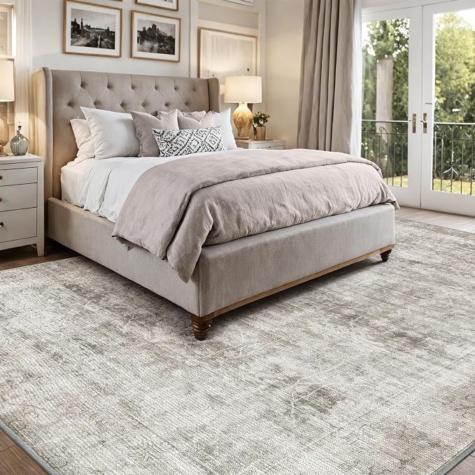 LUMI 8x10 Washable Area Rug for Living Room, Ultra Soft Modern Neutral Grey - Image 4