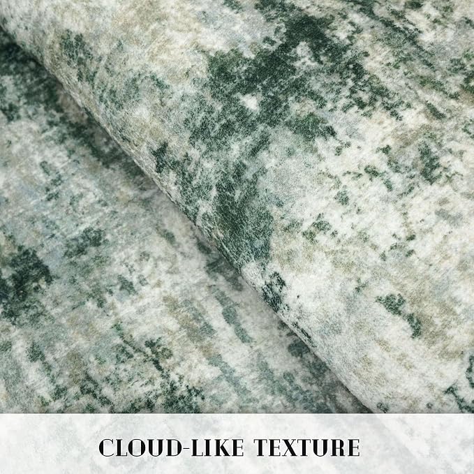 Modern Abstract Entryway Rug Indoor 2x3 Washable Non-Slip Soft Grey Green - Image 8