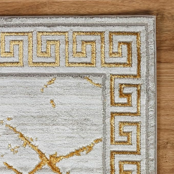 GLORY RUGS Area Rugs Marble 2x7 Cream Gold Carpet Modern Abstract Rug Living - Image 5
