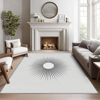 Mid Century Rugs for Living Room -Minimalist Sun Rug, 3x5 ft, Modern Abstract by Phtbz