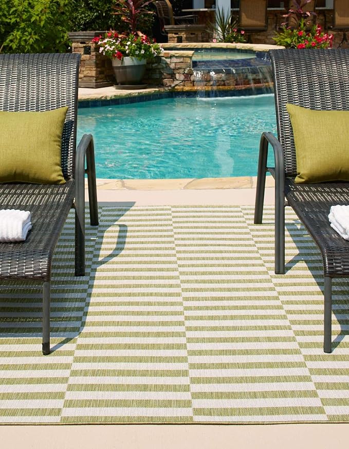 Unique Loom Outdoor Striped Collection Area Rug - Image 4