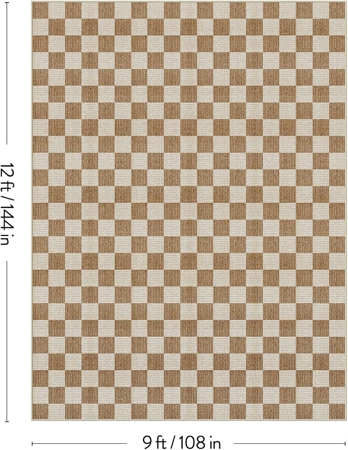 LIVEBOX 9x12 Area Rugs for Living Room, Checkered Non-Slip Washable Rugs - Image 2