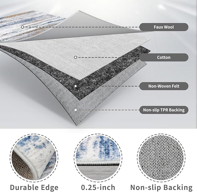2'6''x10' Washable Runner Rugs for Hallway: Easy-to-Clean Abstract Runners for - Image 6