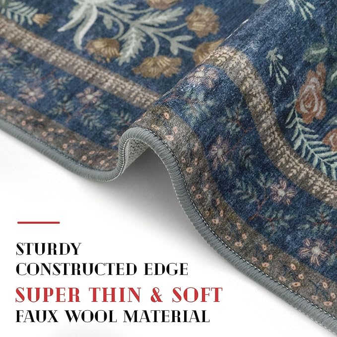 Boho 2x5 Runner, Non-Slip Kitchen Runner, Super Thin Printed Faux Wool Soft - Image 4