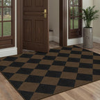 Easy Jute Checkered Area Rug, 3x5 Indoor Outdoor Entryway Rug Washable Coffee - Image 5