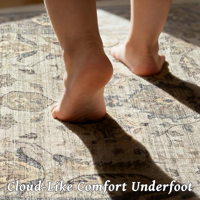 Washable 2x3 Entryway Rug, Boho Non-Slip Door Mat Vintage Distress Small Rugs - Image 4