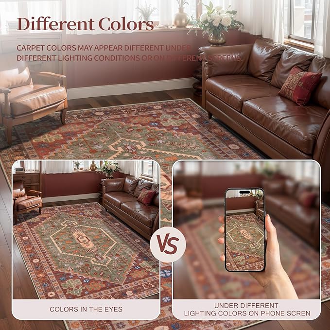 Ciicool Washable 5x7ft Rugs for Living Room Non-Slip Indoor Area Rug Large - Image 5