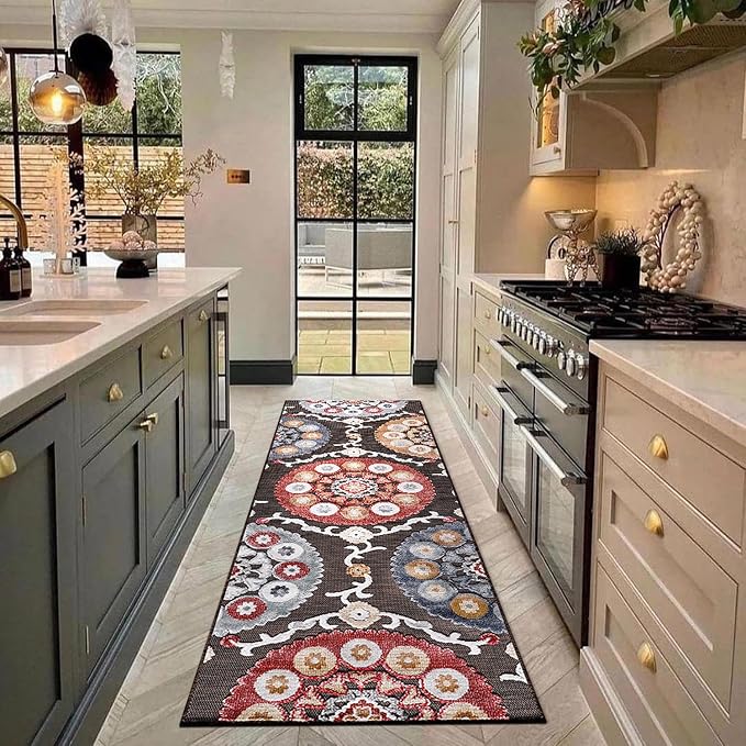CAMILSON Runner Outdoor Rugs Oriental Retro Traditional Floral Medallion Area - Image 3