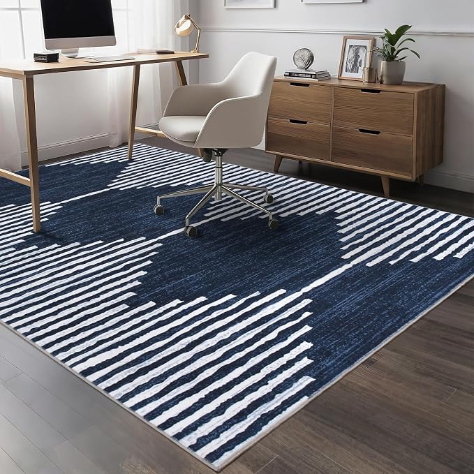 HelloTree Area Rug for Living Room 6x9 Washable Geometric Moroccan Rug Stripe - Image 2