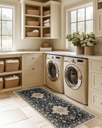 Area Rugs 2'x6' Washable Non-Slip, Floral Vintage Distress Print Pattern - Image 8
