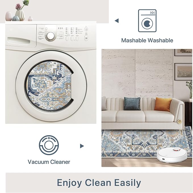 5x7 Area Rug Machine Washable Boho Rug - Image 5