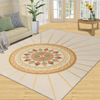 Boho Sun Area Rugs 6x8ft, Minimalist Line Living Room Area Rug, Geometric Solar - Image 3