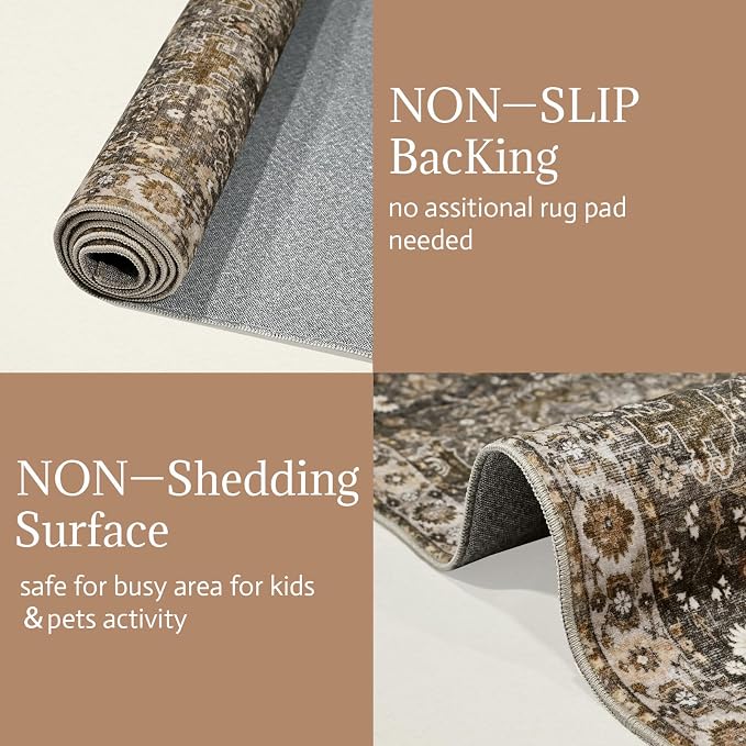 8x10 Washable Area Rugs Ultral Soft Non-Slip Stain Resistant Vintage Boho Large - Image 9