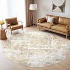 Round Rug Living Room Rugs: 5Ft Washable Circle Large Abstract Modern Soft by LOONGRUG